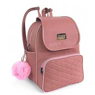 Bolsa Mochila Feminina pequena de Couro Sintético FASHION COM CHAVEIRO POMPOM em Oferta na Shopee
