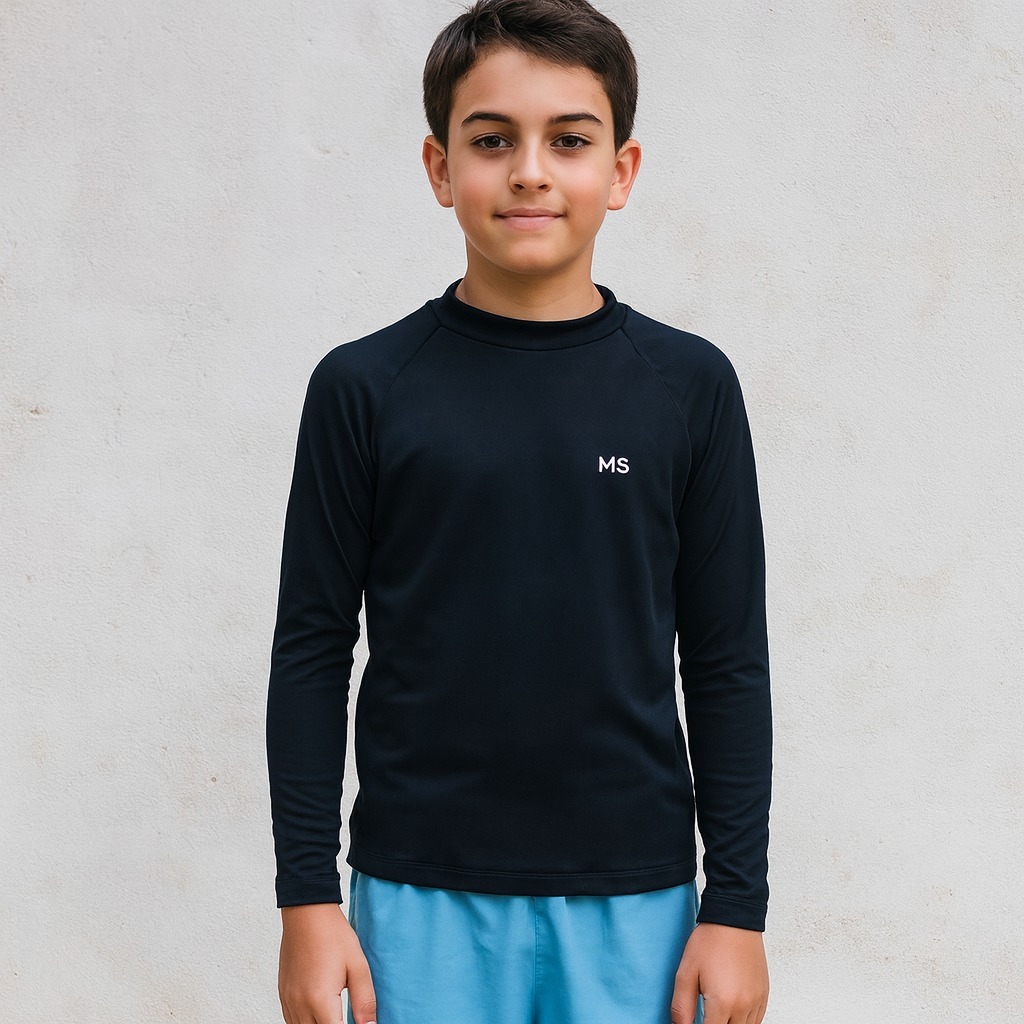 Camiseta Blusa térmica Infantil Infanto juvenil Bebê Manga Longa Unissex Proteção Solar UV50