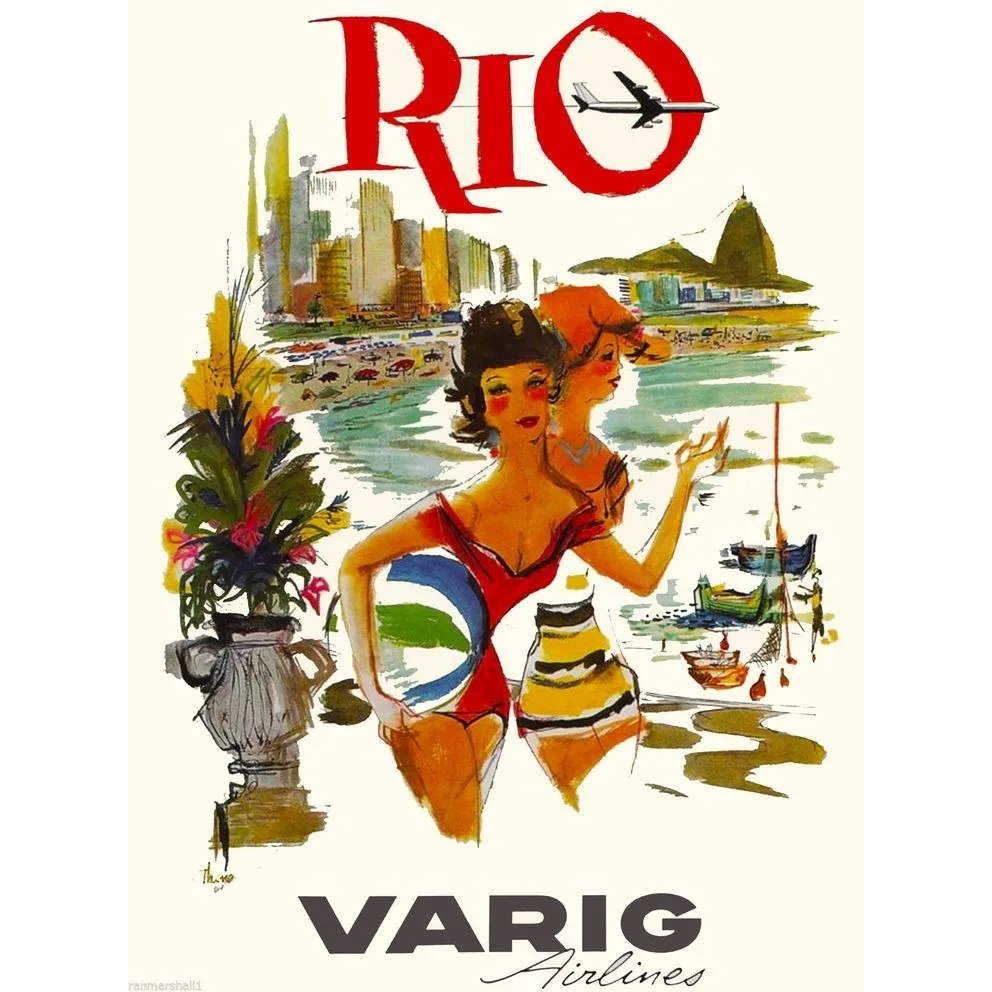Poster Retrô 30x40cm Rio De Janeiro - Varig