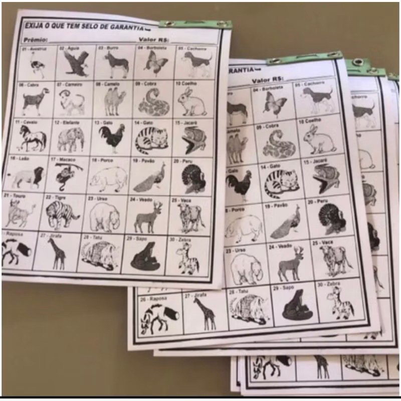 rifas de 30 bichos com 100 unidades