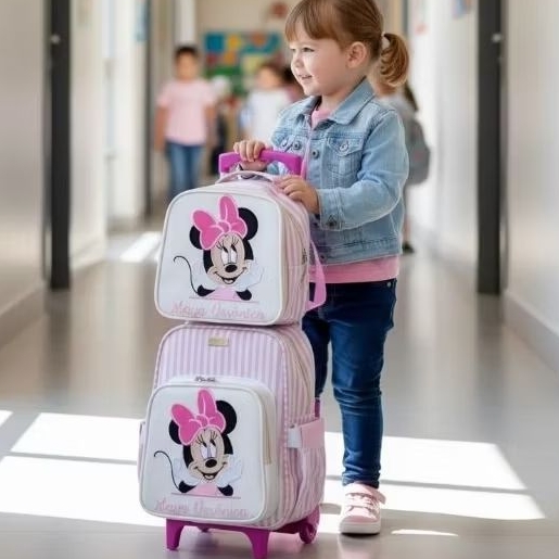 kit Escolar Completo/Mochila escolar com Carrinho e estojo/kit Escolar infantil