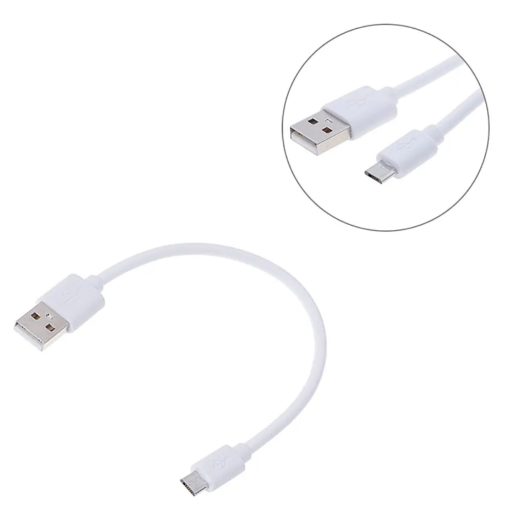 Cabo Celular Micro Usb V8 Portatil Curto 18cm Branco