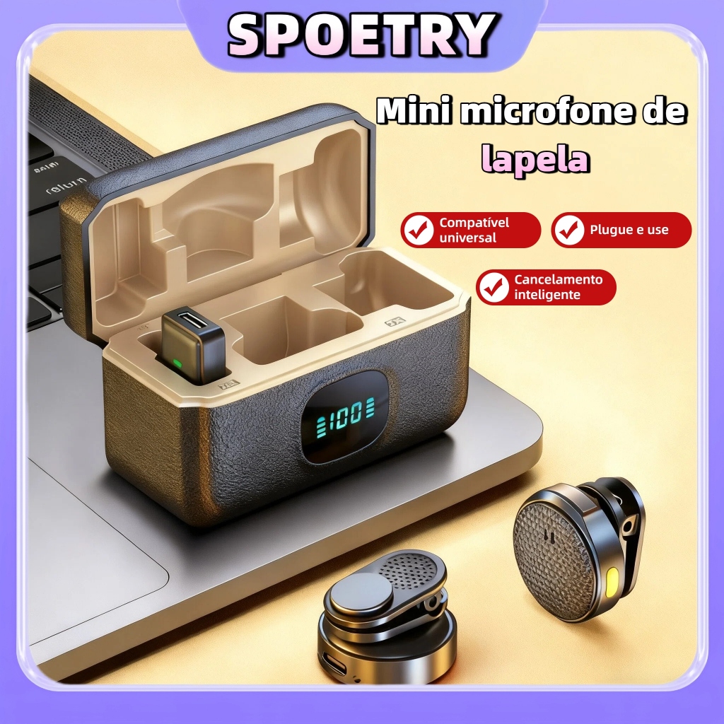 Mini Microfone sem fio De Lapela Gravação vídeo Redução De Ruído Ao Vivo Para iPhone Android Tipo C Vlog