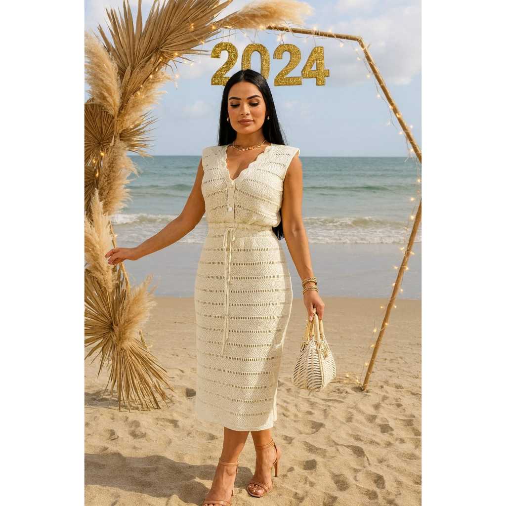 Conjunto Feminino Tricot Saia Midi e Colete com Botões Regata Moda Primavera Verão Casual Elegante em Oferta na Shopee