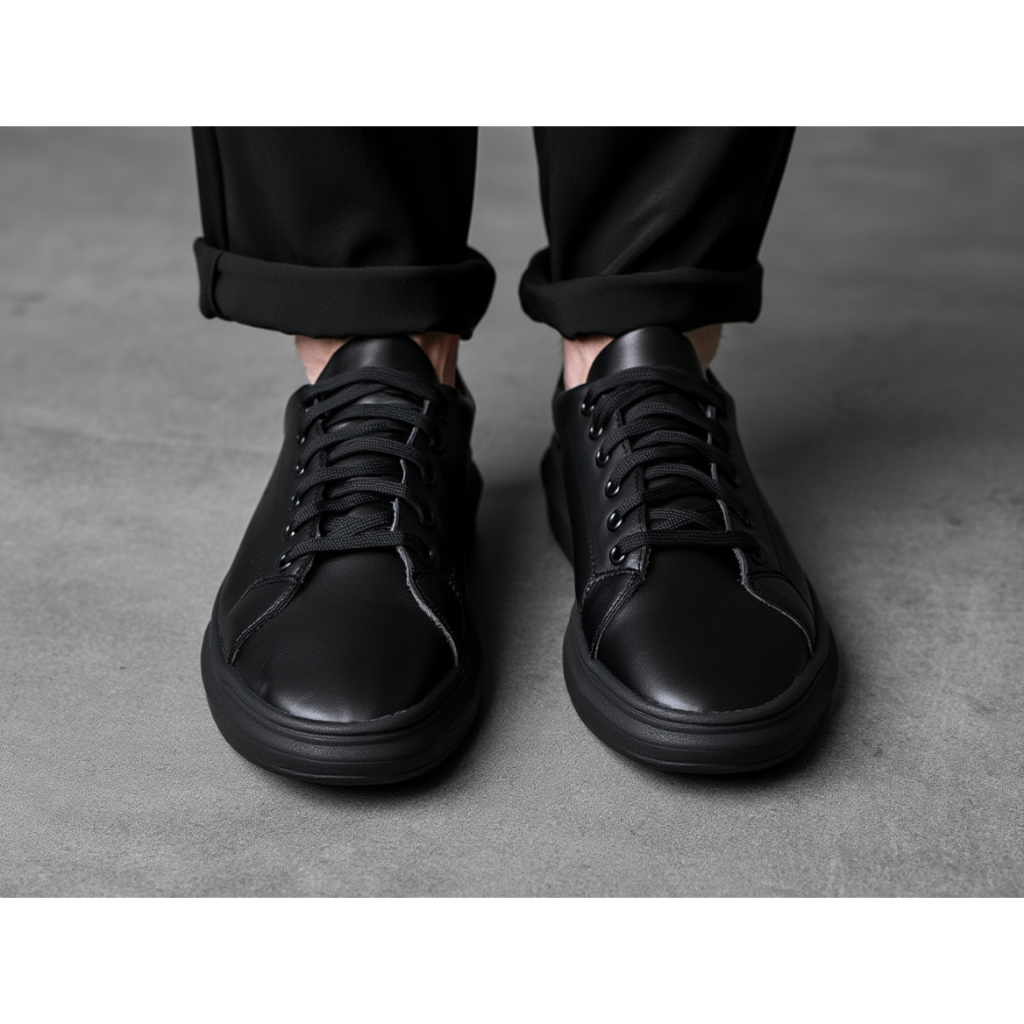 tênis básico preto sapatenis clássico confortável sneaker sola alta promoção