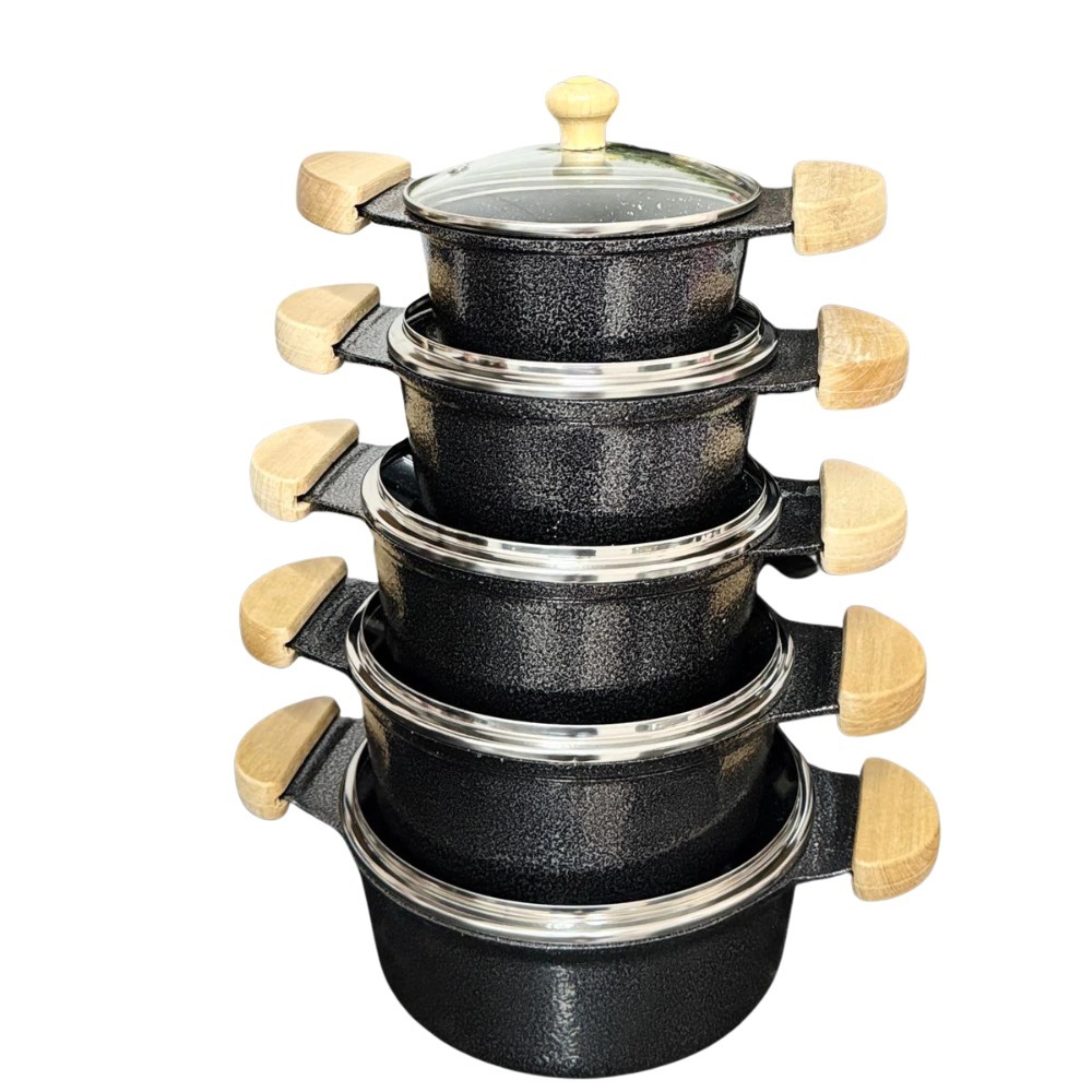 Imagem Jogo de Panelas grosso 5 peças com revestimento em cerâmica antiaderente premium