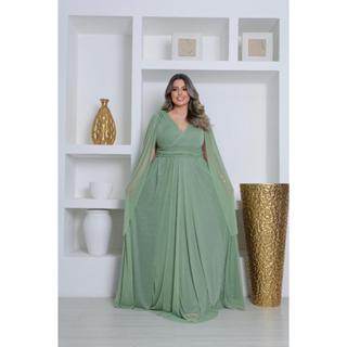 Vestido Plus Size de Tule Manga Longa Ideal para Festas, Casamentos e Madrinhas em Oferta na Shopee