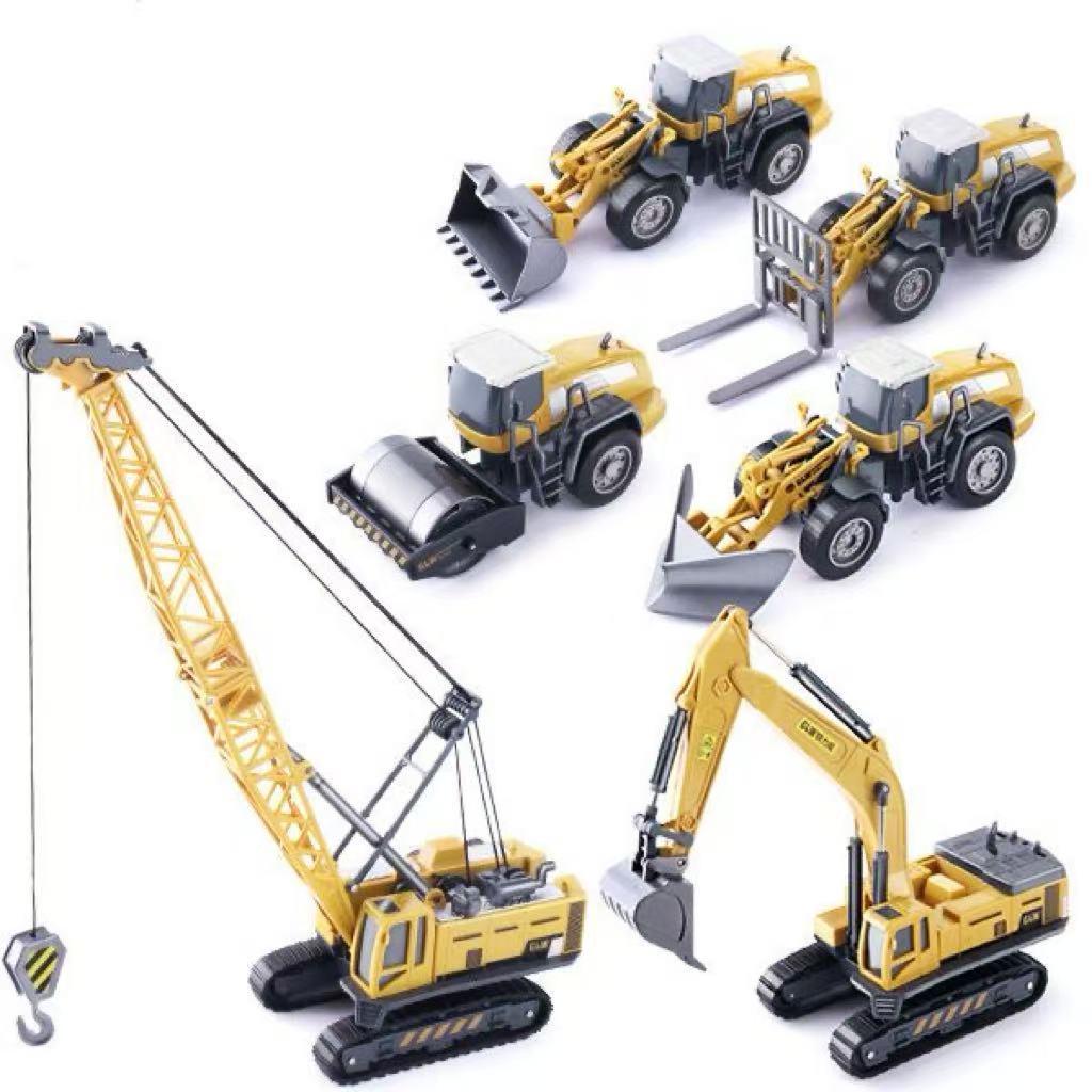 Miniatura Máquina De Construção Guindaste Escavadeira Trator Empilhadeira Carregadeira Carrinho Metal E Plástico 1:55