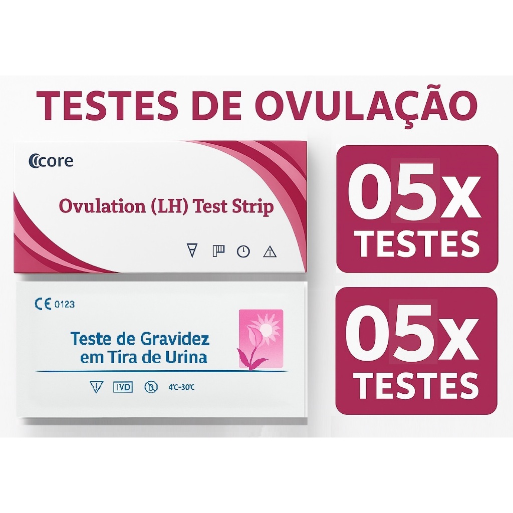 Testes De Ovulação 5 Unidades + 5 Testes De Gravidez Detecta Fertilidade