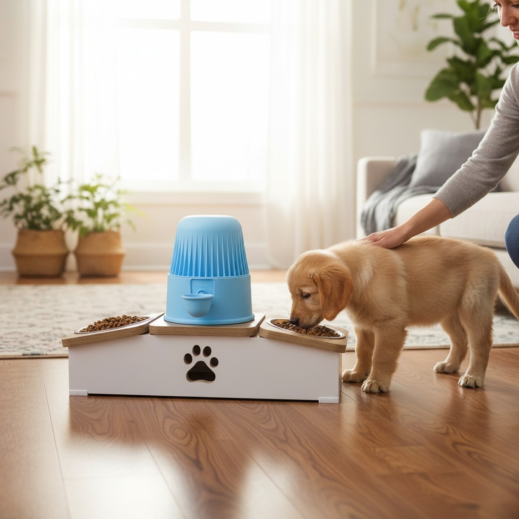 Comedouro Cachorro Elevado Duplo Premium MDF Inox Porcelana - Base Bebedouro Híbrido em Oferta na Shopee