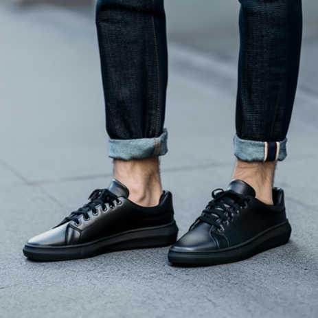 tênis masculino clássico básico preto sapatenis estiloso sola alta confortável promoção