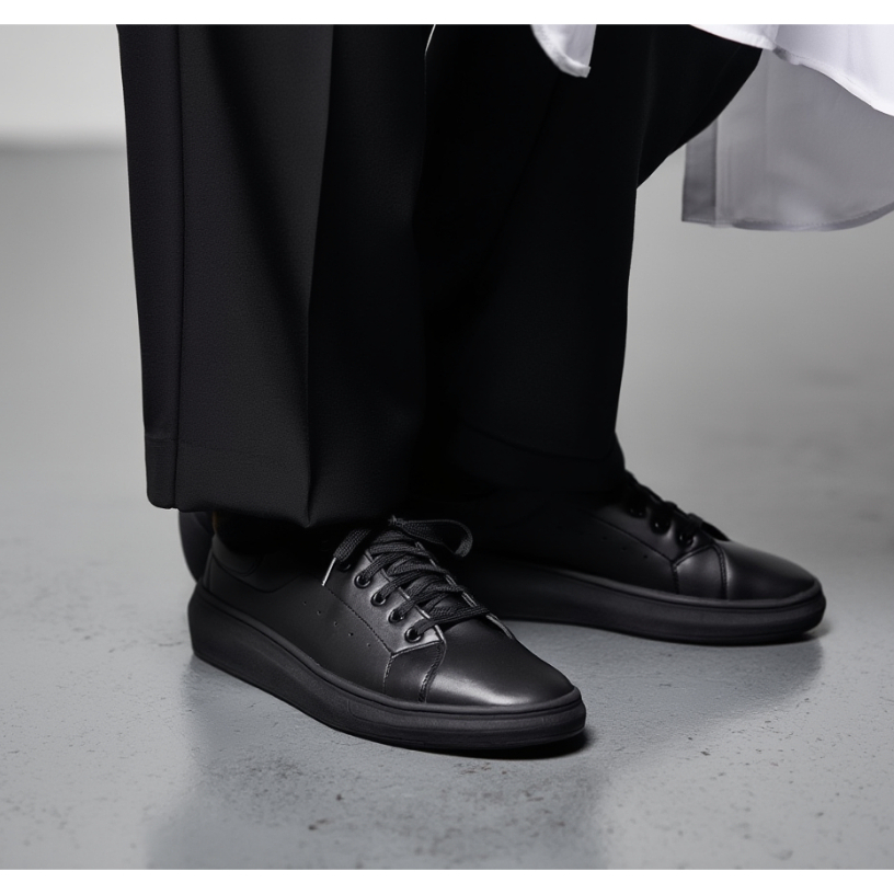 sapatenis masculino preto clássico básico tênis confortável sola alta promoção estiloso