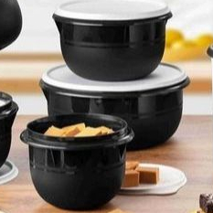 Tupperware Kit Tigela Batedeira Preto e Branco 03 peças