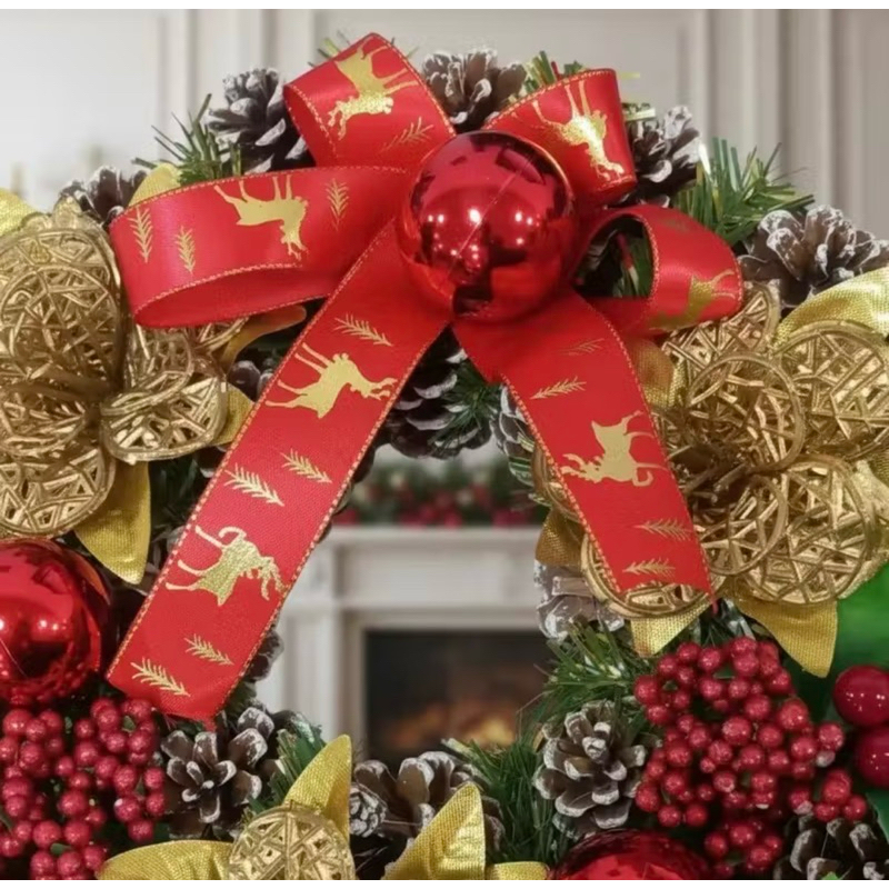 GUIRLANDA DECORADA NATALINA LUXO | TAM.: 25x6CM | ENFEITE DE PORTA | NATAL | ÁRVORE DE NATAL | ANO NOVO