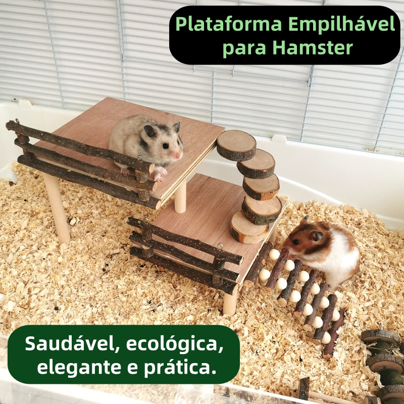 kit12 Plataforma com escada de descanso para terrario de hamster, gerbil, ratos , e pequenos animais em Oferta na Shopee