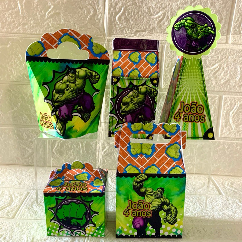 HULK - Kit Festa Personalizada - Caixinhas Personalizadas (PAPEL FOTOGRÁFICO 180G) - lembrancinha aniversário