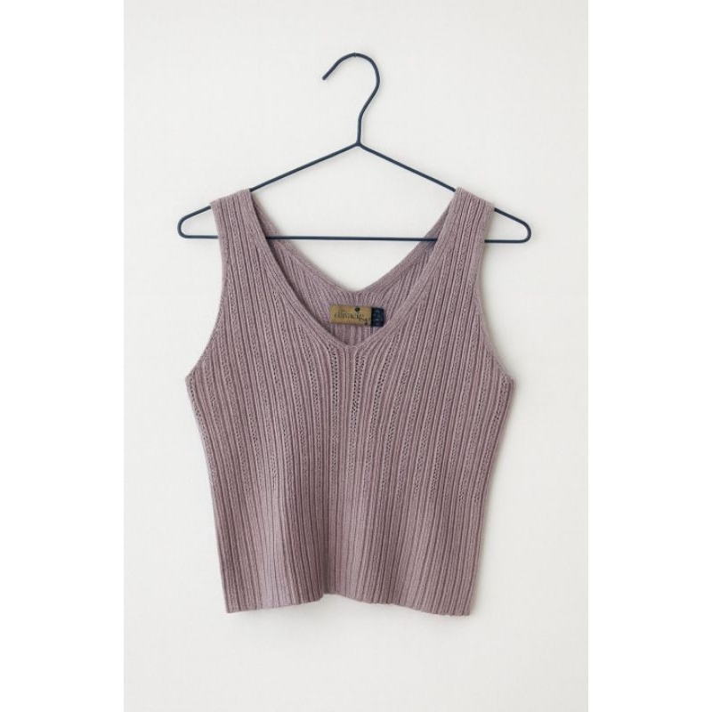 Blusa Feminina Tricot Canelado Lilás – Gola V, Justinha e Confortável