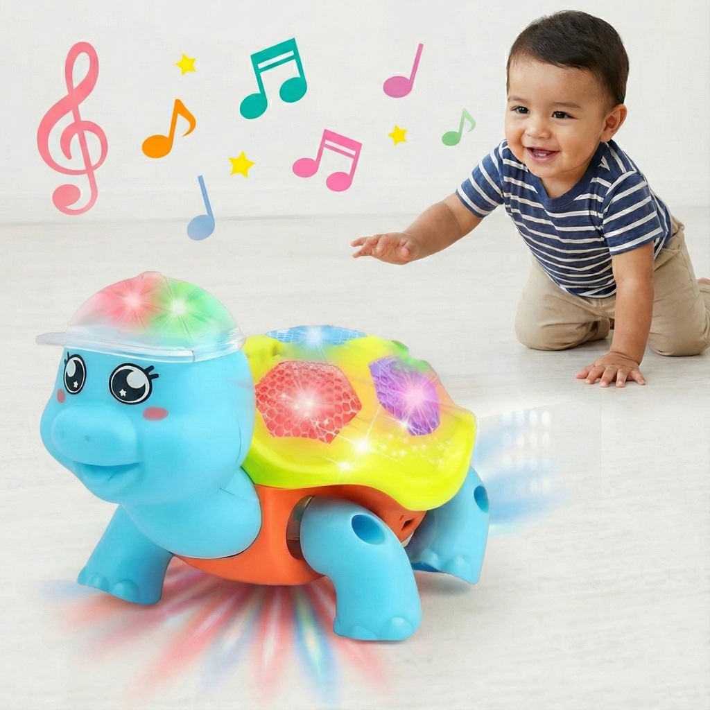 Tartaruga Brinquedo Infantil Musical com Luzes e Som Brinquedo Dançante e Interativo Bebês Kizumba