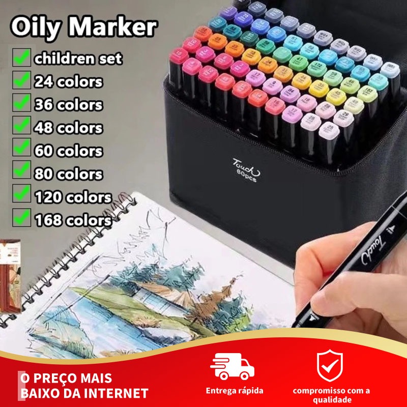 24/36/48/60/80 peças Caneta Marcadora De Ponta Dupla Conjunto De Canetas De Aquarela Especial em Oferta na Shopee
