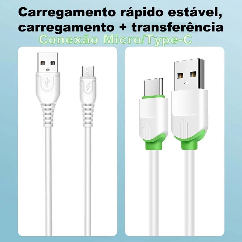 Kit 10 Cabo USB-Micro Carregamento Rápido 3.0A & Data Sync, Chip Inteligente em Oferta na Shopee