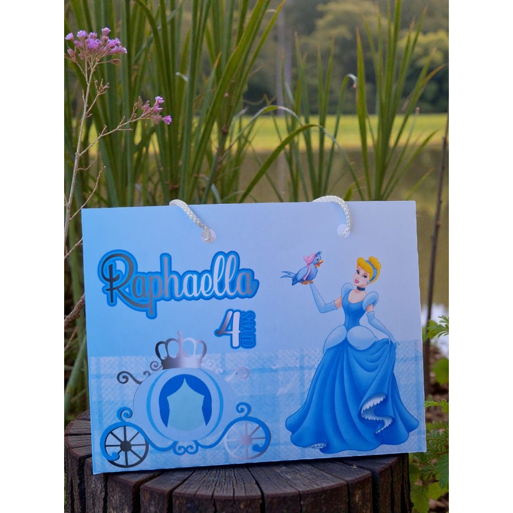 Sacolinhas pegue e monte CINDERELA personalizado (19cm x 14cm x 6cm)