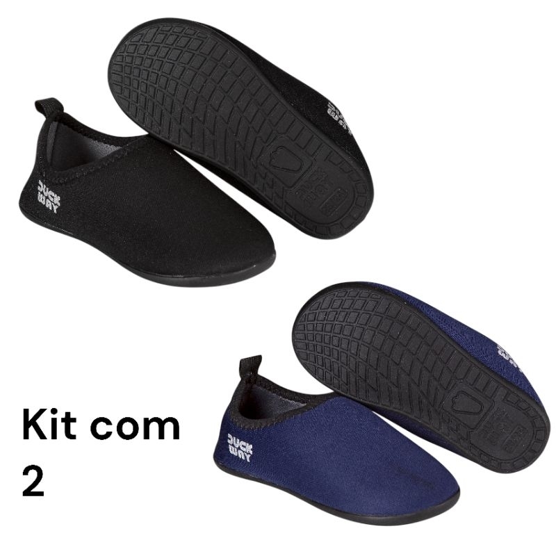 Sapatilha aquática infantil Kit com 2 pares Duck way calce Fácil 17 ao 32 super confortável em Oferta na Shopee