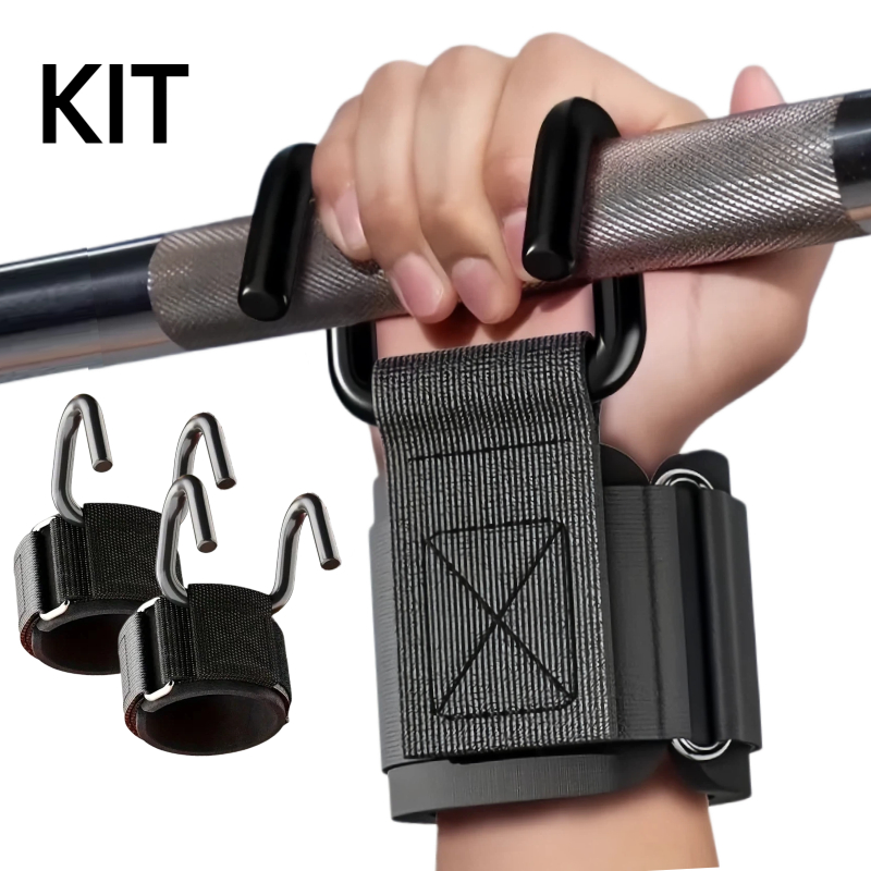 Par De Straps Gancho Aço Garras Treino Musculação Academia Liftness