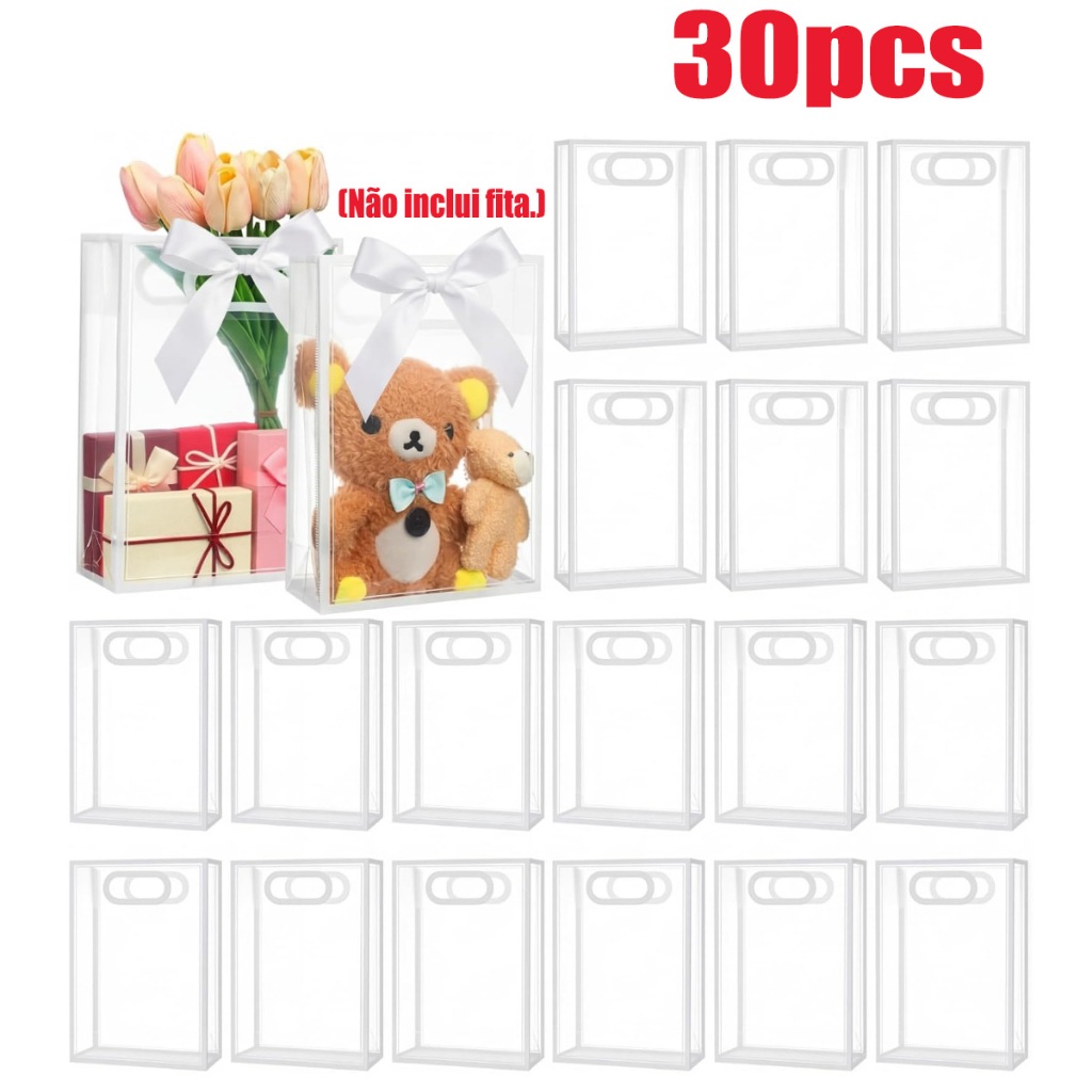 Kit 30 Sacolas Plástica com Borda Design