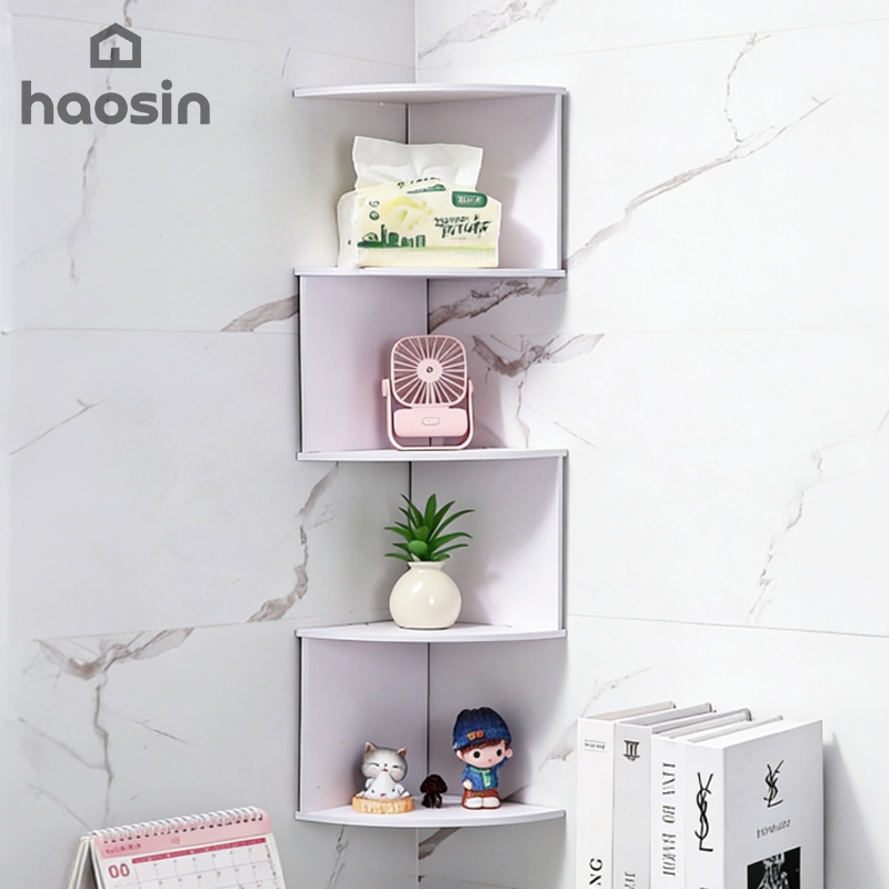 haosin Prateleira De Canto Reto Branco Estante Livros Nicho Preta