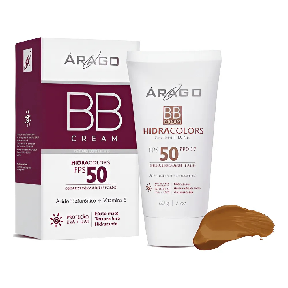 Bb CREAM PROTETOR SOLAR BASE FPS 50 COR CHOCOLATE 60g ÁRAGO -OFICIALFARMA DISTRIBUIDOR AUTORIZADO