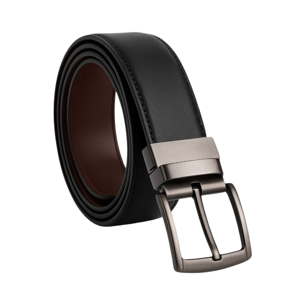 Kit Carteira Masculina Couro Legitimo Porta-Cartão e Cinto Dupla Face com Fivela Ajustável