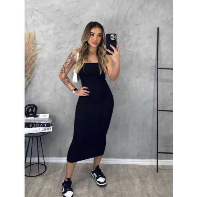 Vestido Midi Tomara que Caia Canelado - Elegância e Conforto em um Único Vestido! TECIDO ANARRUGA!