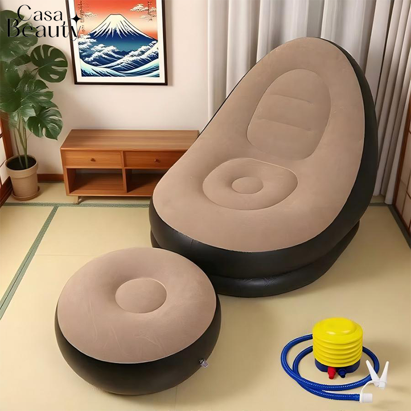 Conjunto Poltrona e Puff Inflável Ultra Lounge Portátil Descanso Preguiçoso Sofá Poltrona CASA BEAUTY em Oferta na Shopee