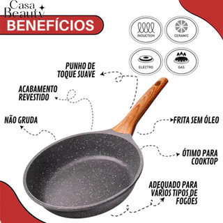 Frigideira Antiaderente de Alumínio Revestimento Cerâmico Premium Funda Cabo CASA BEAUTY