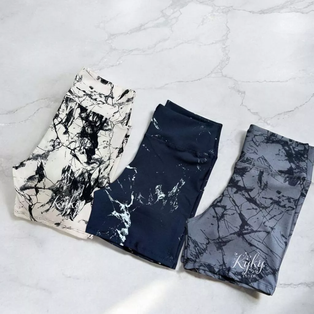 Kit 3 Shorts Feminino Marmorizado Modelador Cintura Alta Roupa Academia Grosso Zero Transparência — imagem 1