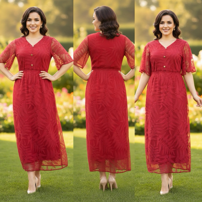 VESTIDO femenino Longo moda evangélica manga gode crepe PLUS SIZE
