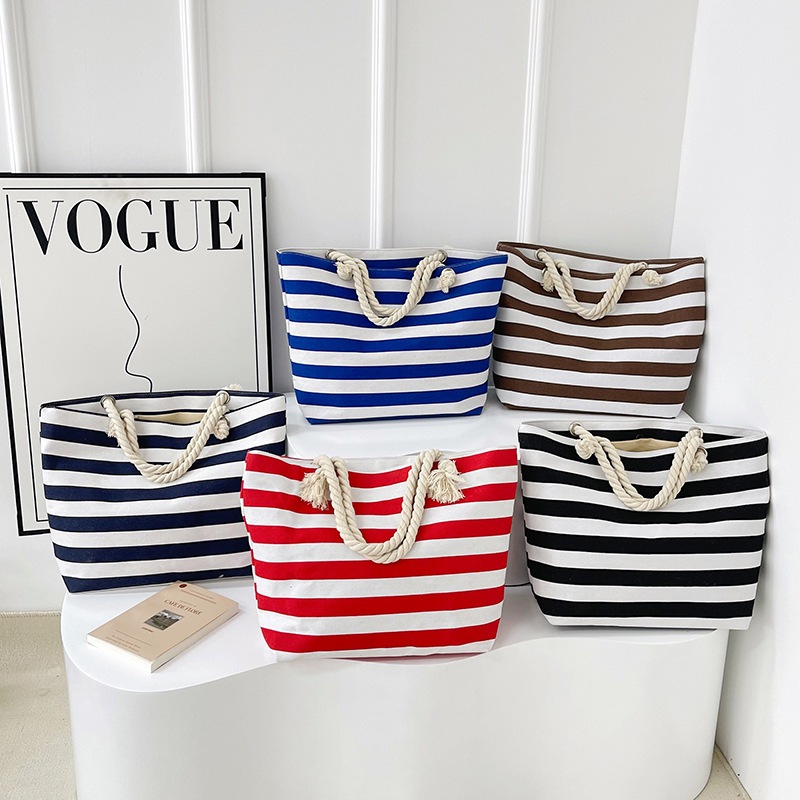Bolsa Feminina Praia Listra Pirâmide Alça Corda Moda Praia
