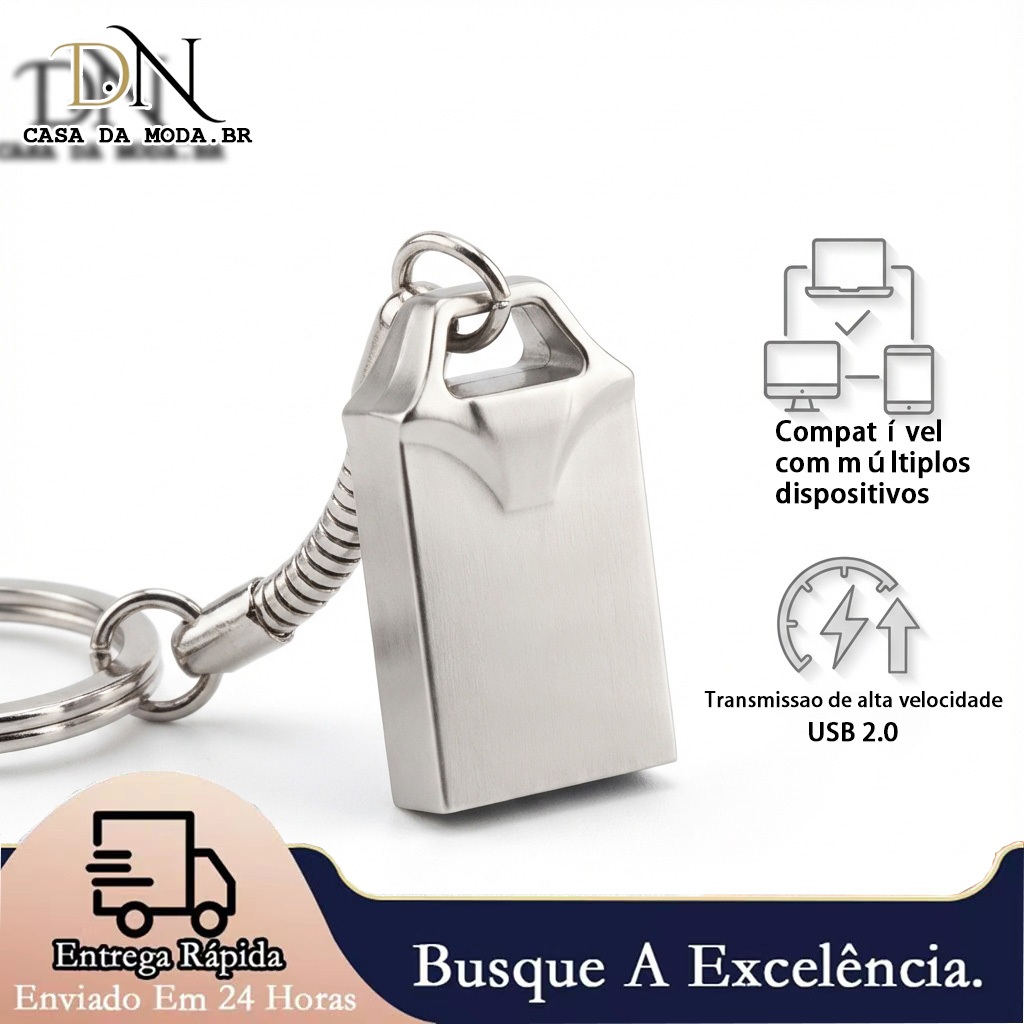 Mini Pendrive Eletro Original – Chaveiro Metálico USB 2.0 (4GB a 64GB) 🔑💾