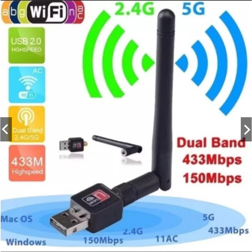 Adaptador Wifi Usb Wireless 1200mbps Com Antena PC Notebook
