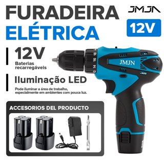 JMJN Parafusadeira Furadeira Recarregável 12V OU 21V com 1 OU 2 Baterias + Carregador em Oferta na Shopee