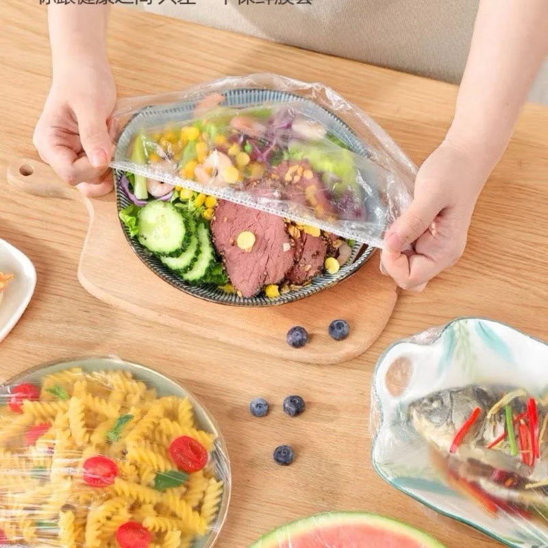 Kit com 100 Unidades de Tampa De Plástico descartável para alimento