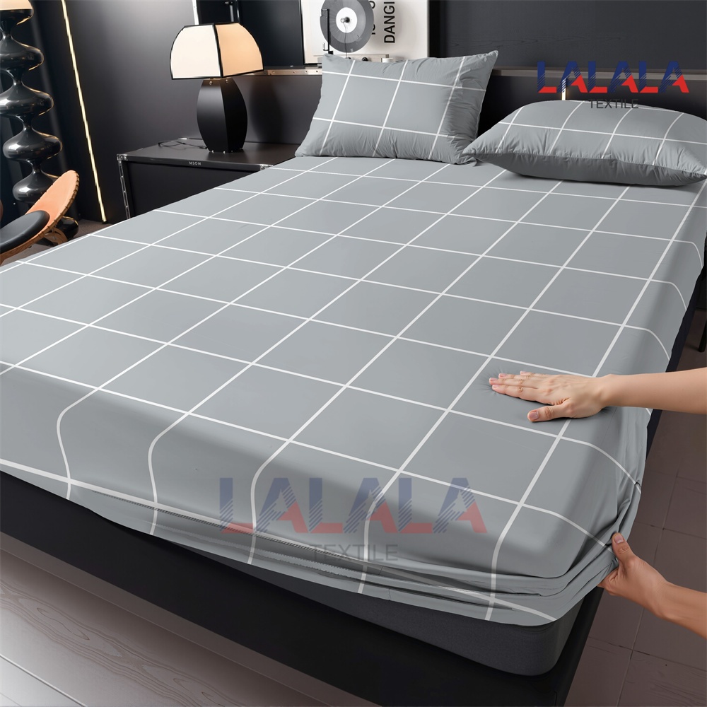 Lattice Jogo De Lençol 03 Peças Malha Cinza CASAL QUEEN SOLTEIRO Percal Ponto Palito Estampado