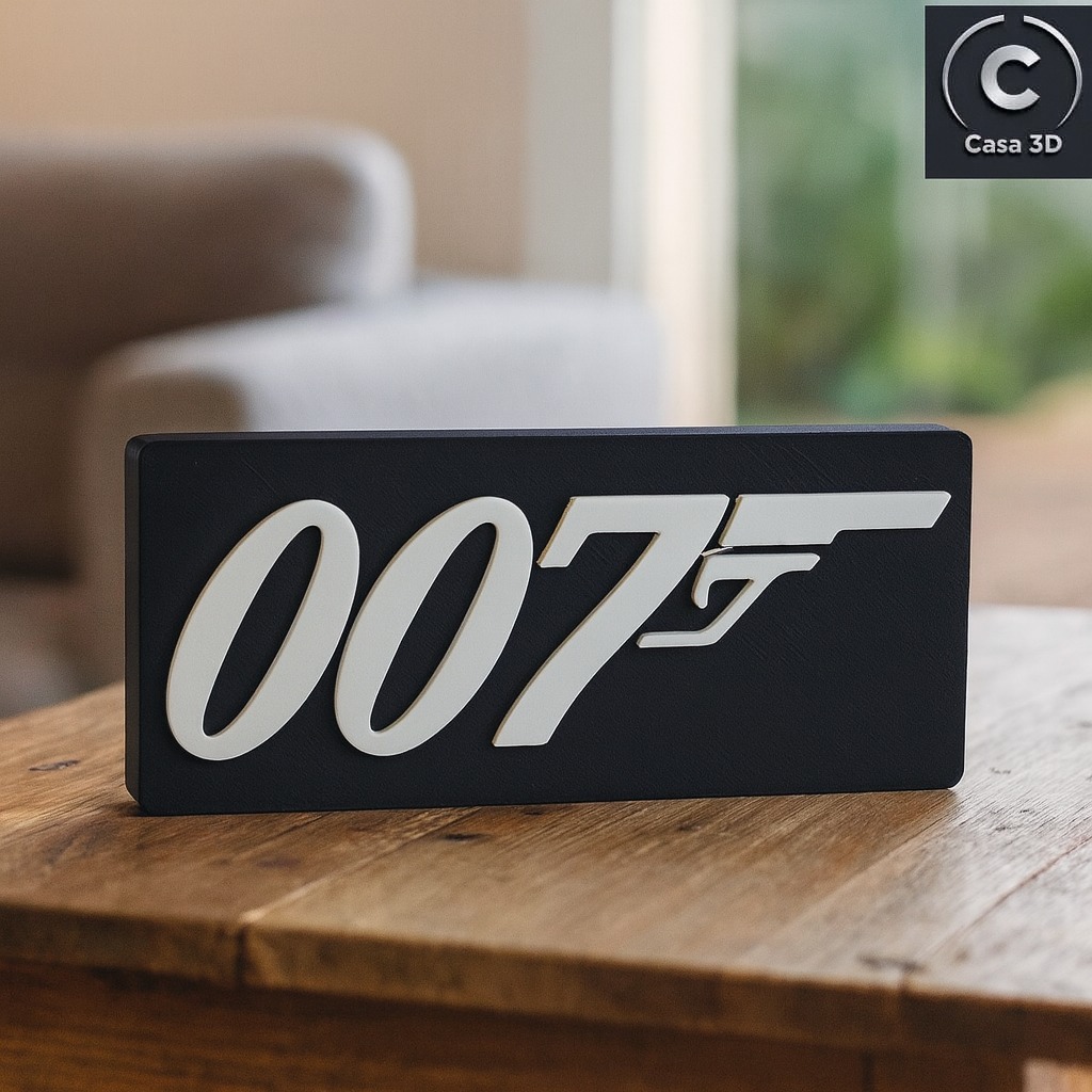 Placa Decorativa inspirada em 007 Impressa em 3D – Decorativa, Elegante e Exclusiva