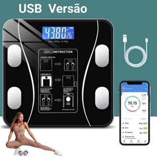 Balança Digital Corporal Bioimpedância Profissional Bluetooth, Smart App Premium Com Visor Inteligente USB Recarregável em Oferta na Shopee
