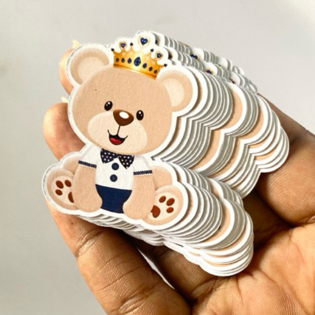 Aplique Ursinho Principe Azul/Verde - Papel Matte - 20 unidades 5 cm em Oferta na Shopee