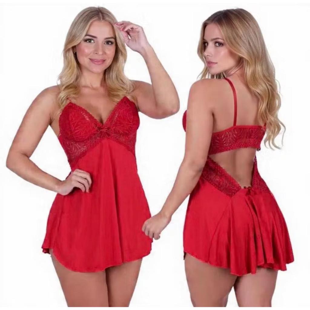 Camisola Feminina Brenda sem Bojo Costas Aberta Com Lingerie Linha Noite Pijama Soltinha — imagem 2 de 2