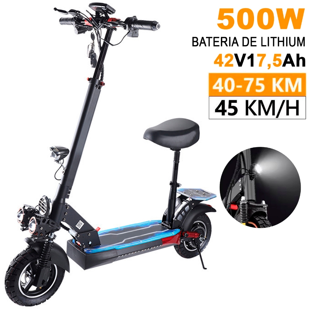 Patinete Scooter Elétrico Off Road Com Assento 10' Polegadas 500w Bluetooth em Oferta na Shopee
