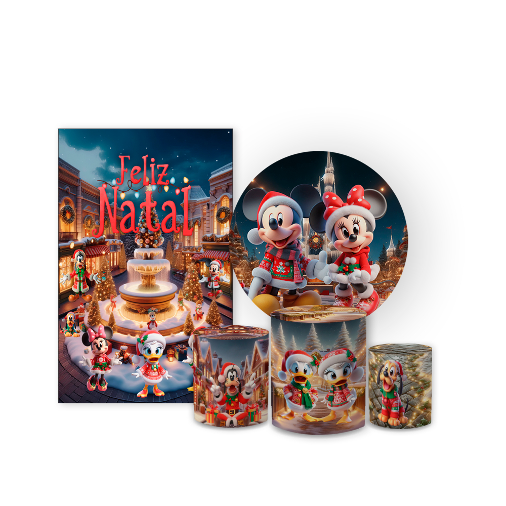 Kit Casadinho Festa + Trio Capa Cilindro Tema Turma Mky Mne Feliz Natal