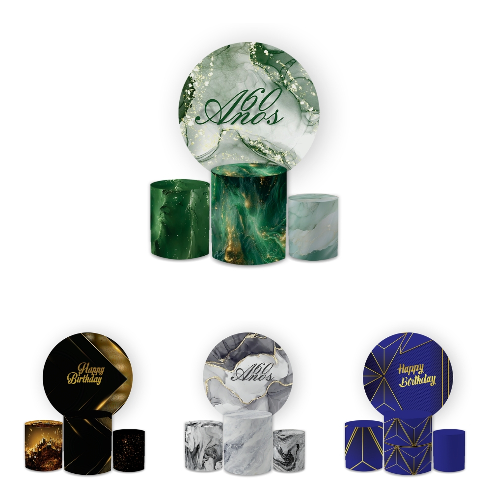 Kit Capas Festiva Para Painel Cilindros Decoração Aniversario Lançamento 60 Anos Floral Bibi Paineis