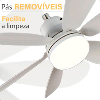 Ventilador de Teto Com Luz 60w Led 3 Tipos de Luz + Controle Remoto Ventilador C/ 6 Hélices Bivolt em Oferta na Shopee